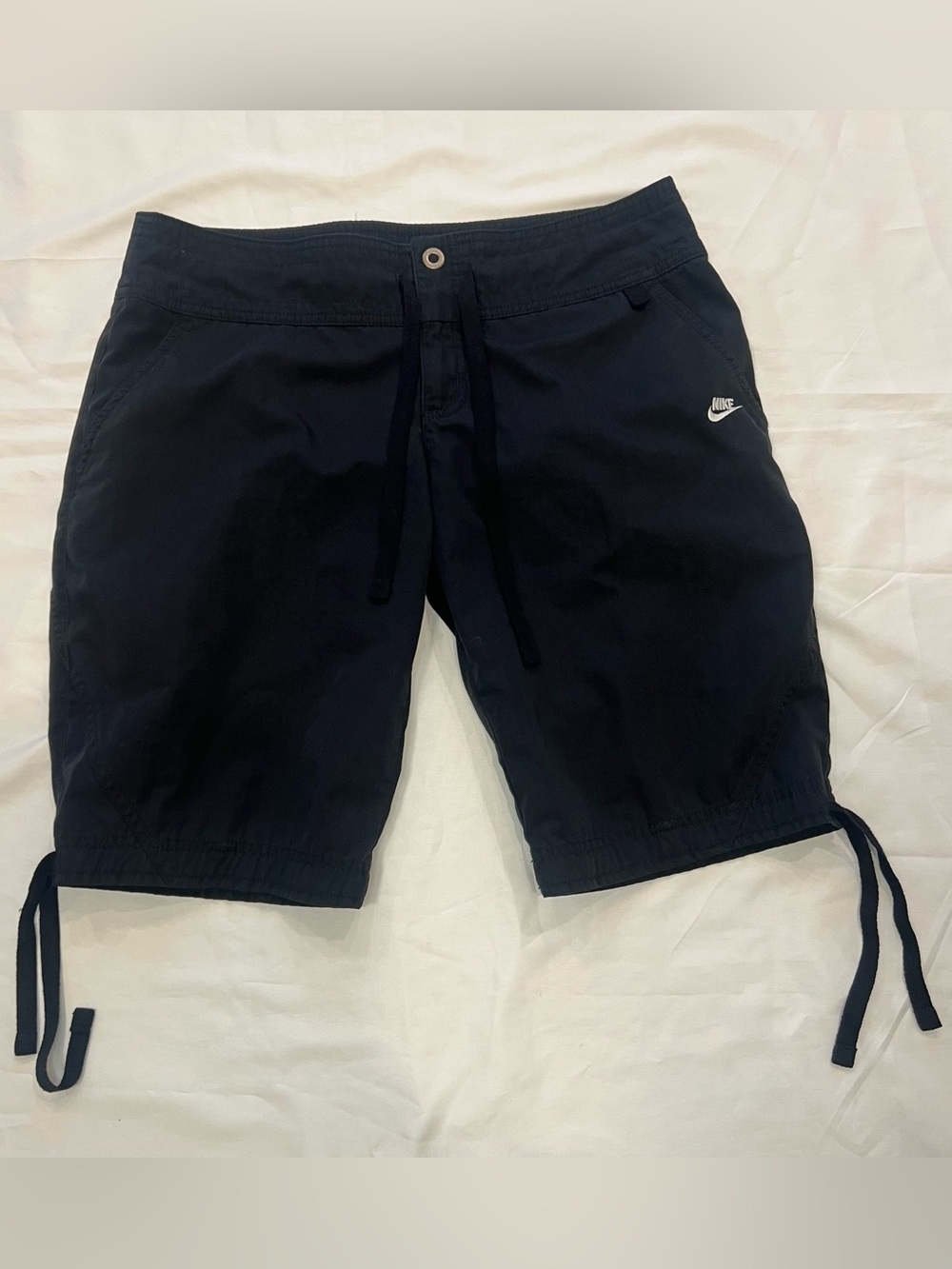 Nike Women’s Black Athletic Capri Shorts with White Logo